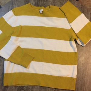 J.Crew mustard white stripe sweater xl